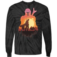 Mando Sunset Illustration Cool Graphic Tie-Dye Long Sleeve Shirt