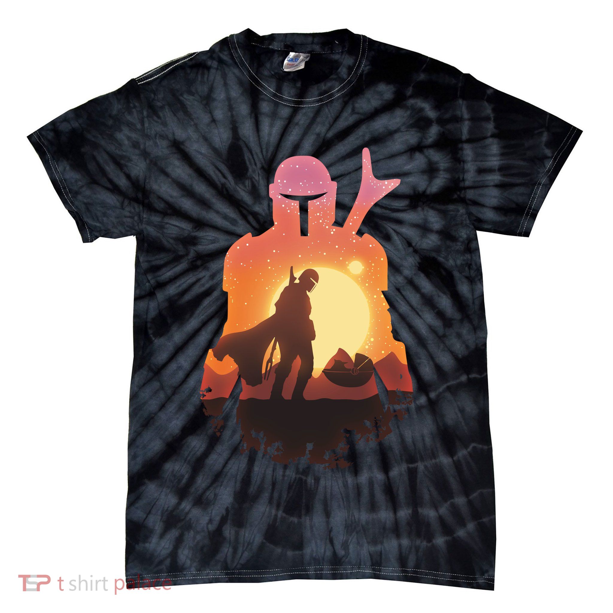 Mando Sunset Illustration Cool Graphic Tie-Dye T-Shirt