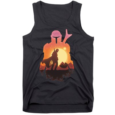 Mando Sunset Illustration Cool Graphic Tank Top