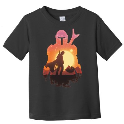 Mando Sunset Illustration Cool Graphic Toddler T-Shirt