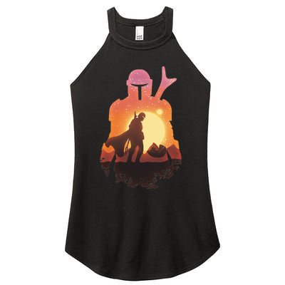 Mando Sunset Illustration Cool Graphic Women’s Perfect Tri Rocker Tank