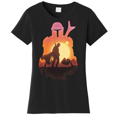 Mando Sunset Illustration Cool Graphic Women's T-Shirt