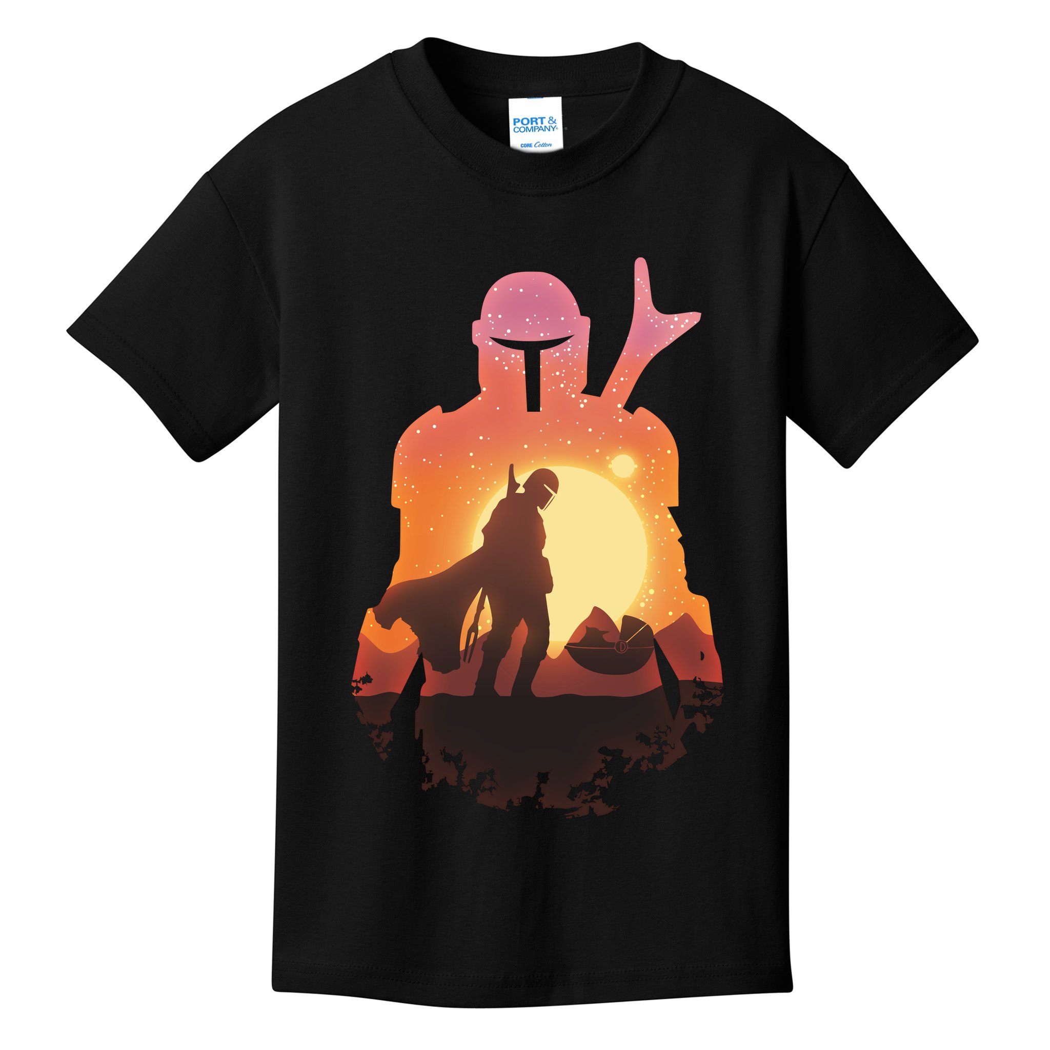 Mando Sunset Illustration Cool Graphic Kids T-Shirt