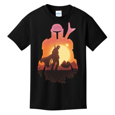 Mando Sunset Illustration Cool Graphic Kids T-Shirt