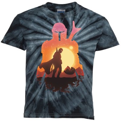 Mando Sunset Illustration Cool Graphic Kids Tie-Dye T-Shirt