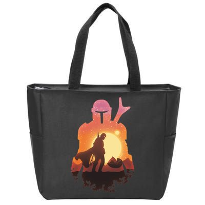 Mando Sunset Illustration Cool Graphic Zip Tote Bag