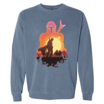 Mando Sunset Illustration Cool Graphic Garment-Dyed Sweatshirt