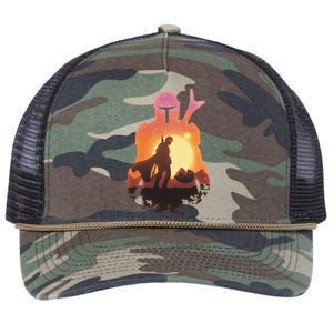 Mando Sunset Illustration Cool Graphic Retro Rope Trucker Hat Cap