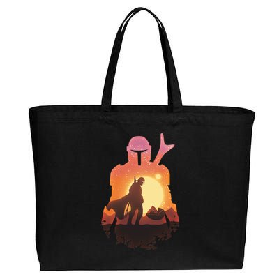 Mando Sunset Illustration Cool Graphic Cotton Canvas Jumbo Tote