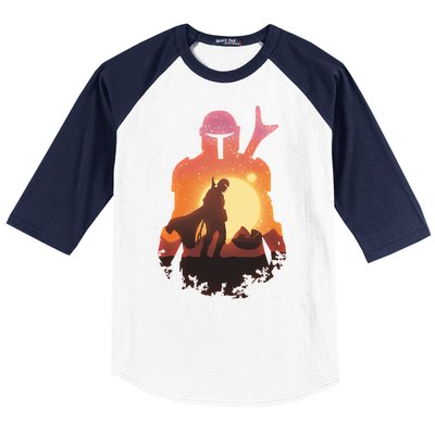 Mando Sunset Illustration Cool Graphic Baseball Sleeve Shirt