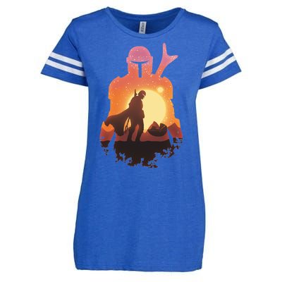 Mando Sunset Illustration Cool Graphic Enza Ladies Jersey Football T-Shirt