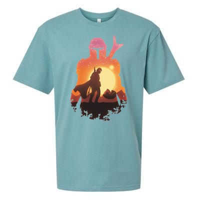 Mando Sunset Illustration Cool Graphic Sueded Cloud Jersey T-Shirt