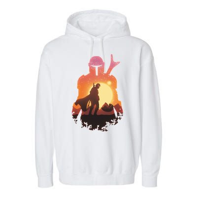 Mando Sunset Illustration Cool Graphic Garment-Dyed Fleece Hoodie