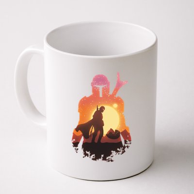 Mando Sunset Illustration Cool Graphic Coffee Mug