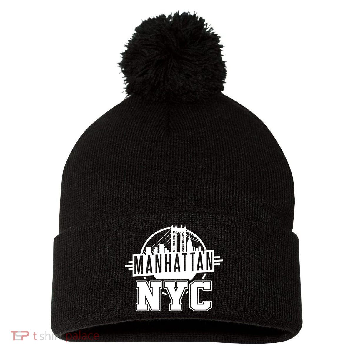 Manhattan NYC Pom Pom 12in Knit Beanie