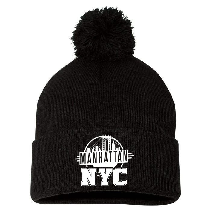 Manhattan NYC Pom Pom 12in Knit Beanie