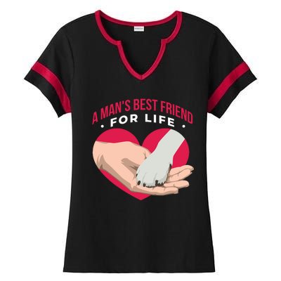 Man's Best Friend For Life Dog Ladies Halftime Notch Neck Tee