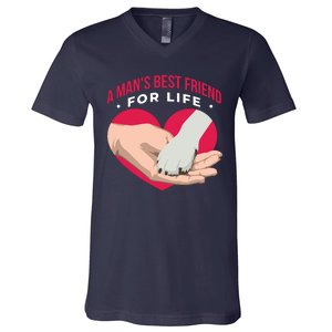 Man's Best Friend For Life Dog V-Neck T-Shirt