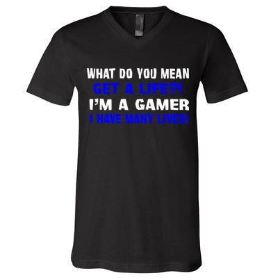 Many Lives Gamer V-Neck T-Shirt