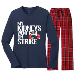 Myneys Are On Strike A Funny Dialysis Patient Women's Long Sleeve Flannel Pajama Set 