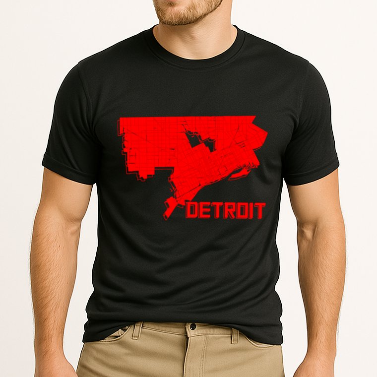 Map Of Detroit City Cooling Performance Crew T-Shirt