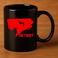 Map Of Detroit City 11oz C Handle Ceramic Mug