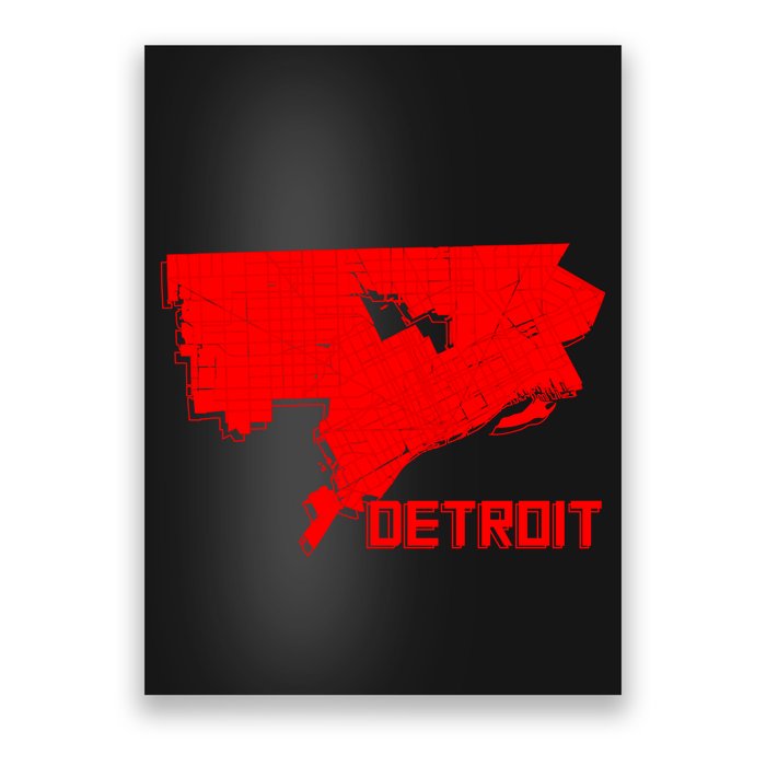 Map Of Detroit City Poster