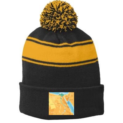 Map of Egypt Stripe Pom Pom Beanie