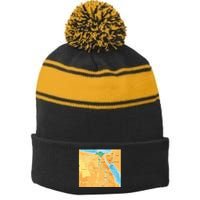 Map of Egypt Stripe Pom Pom Beanie