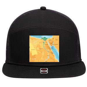 Map of Egypt 7 Panel Mesh Trucker Snapback Hat