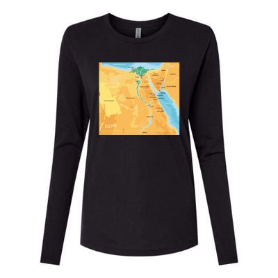 Map of Egypt Womens Cotton Relaxed Long Sleeve T-Shirt