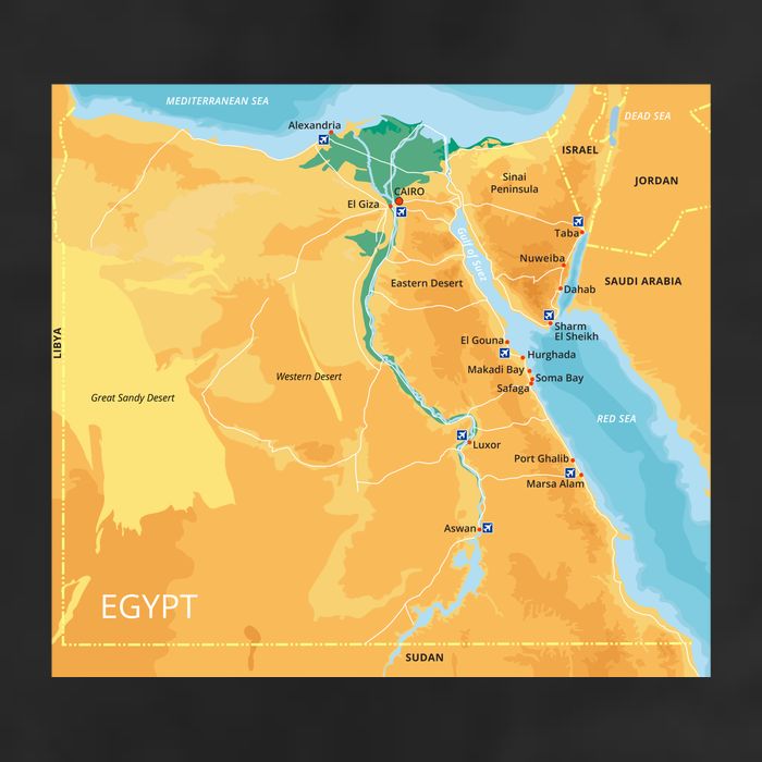 Map of Egypt Adult Drive Performance Visor
