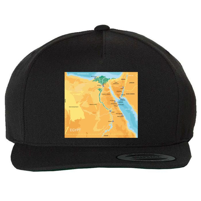 Map of Egypt Wool Snapback Cap
