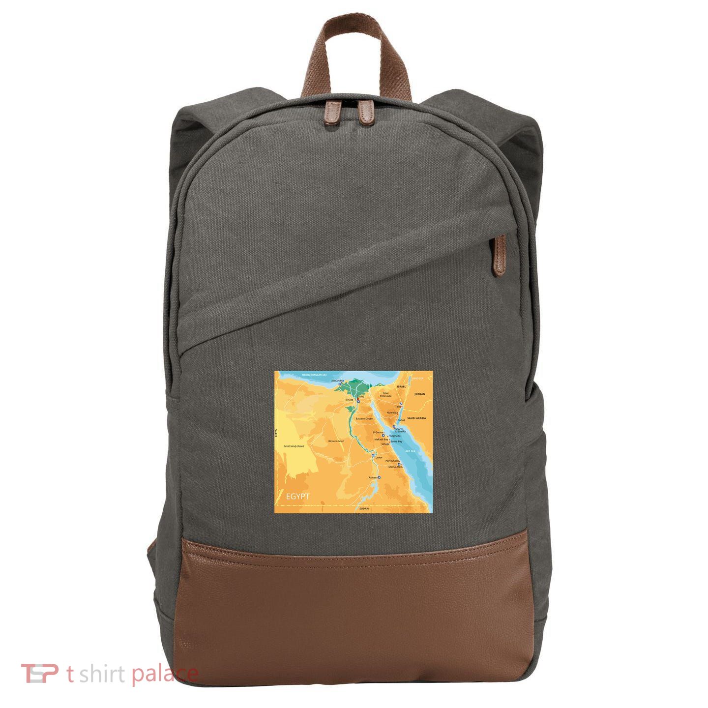 Map of Egypt Cotton Canvas Backpack