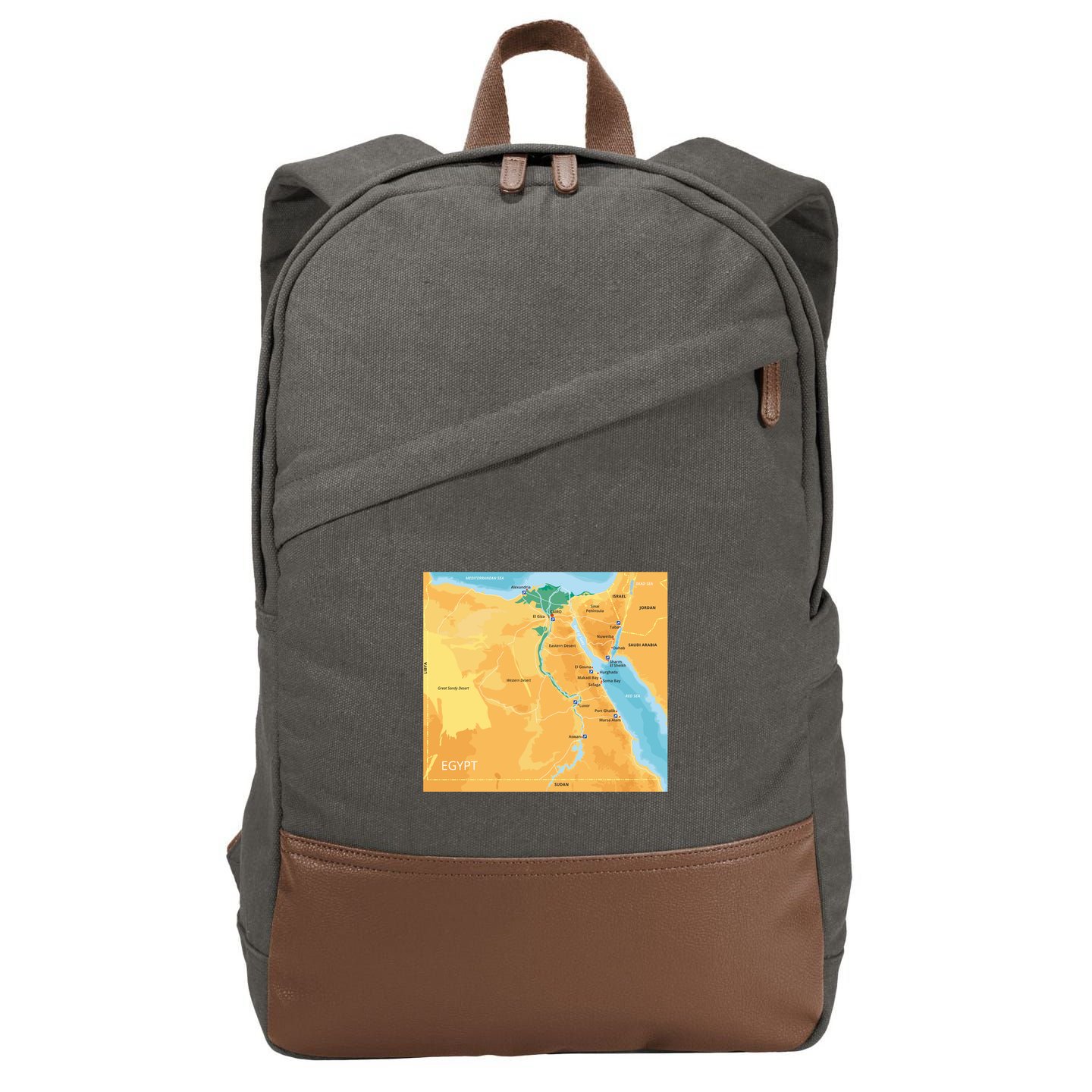 Map of Egypt Cotton Canvas Backpack