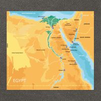 Map of Egypt Cotton Canvas Backpack