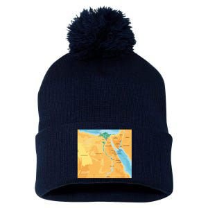 Map of Egypt Pom Pom 12in Knit Beanie