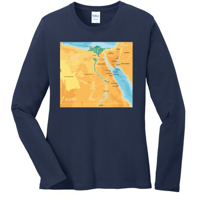 Map of Egypt Ladies Long Sleeve Shirt