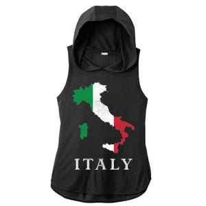 Map Of Italy  Ladies PosiCharge Tri-Blend Wicking Draft Hoodie Tank