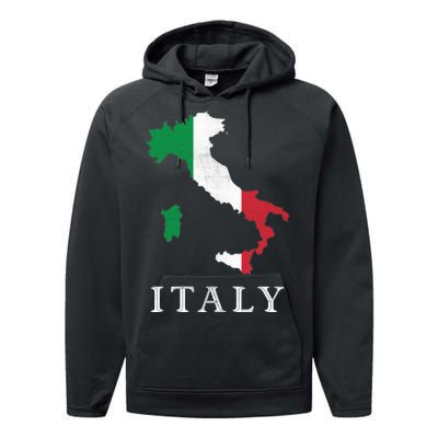 Map Of Italy  Performance Fleece Hoodie