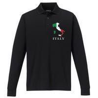 Map Of Italy  Performance Long Sleeve Polo