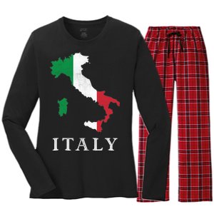 Map Of Italy  Women's Long Sleeve Flannel Pajama Set 