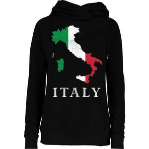 Map Of Italy  Womens Funnel Neck Pullover Hood