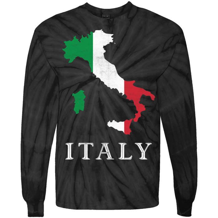 Map Of Italy  Tie-Dye Long Sleeve Shirt