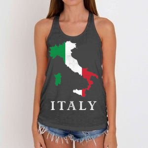 Map Of Italy  Women's Knotted Racerback Tank