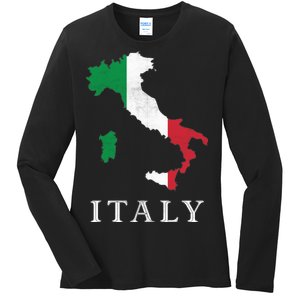 Map Of Italy  Ladies Long Sleeve Shirt