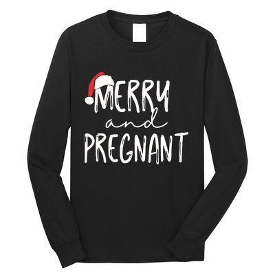 Merry And Pregnant Pregnancy Announcement Christmas Long Sleeve Shirt