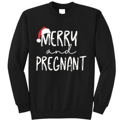 Merry And Pregnant Pregnancy Announcement Christmas Sweatshirt