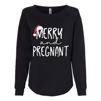 Merry And Pregnant Pregnancy Announcement Christmas Womens California Wash Sweatshirt