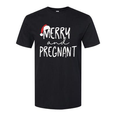 Merry And Pregnant Pregnancy Announcement Christmas Softstyle® CVC T-Shirt